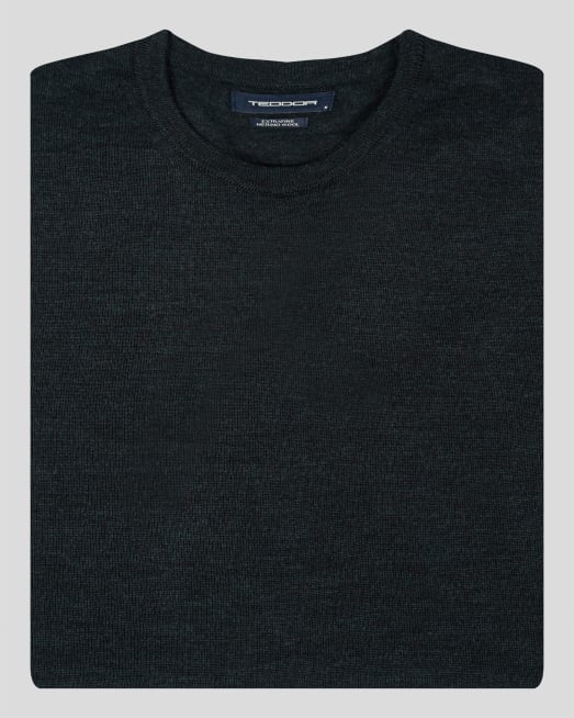 'ТЪМНО ЗЕЛЕН ПУЛОВЕР ОТ ВЪЛНА МЕРИНО