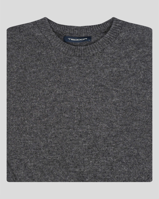 ' ВЪЛНЕН ПУЛОВЕР С ОБЛО ДЕКОЛТЕ В ЦВЯТ АНТРАЦИТ МЕЛАНЖ 