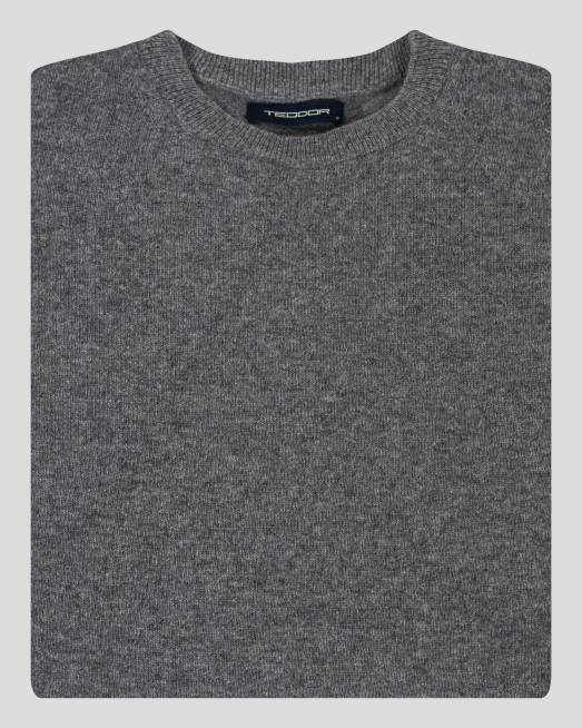 'СИВ  ПАМУЧЕН ПУЛОВЕР С ОБЛО ДЕКОЛТЕ