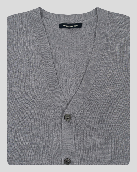 'СИВА ЖИЛЕТКА ОТ ВЪЛНА С КОПРИНА 