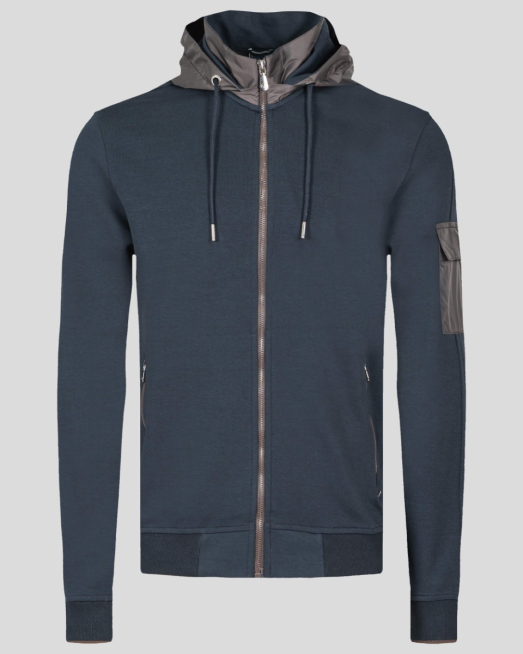 'ТЪМНО СИН ПАМУЧЕН ЕКИП С ЕЛЕМЕНТИ ОТ ТЕХНОЛОГИЧЕН ПЛАТ 