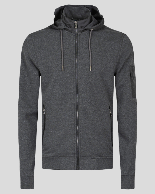 'ПАМУЧЕН  СУИТШЪРТ С ДЕТАЙЛИ ОТ ТЕХНОЛОГИЧЕН ПЛАТ В ЦВЯТ АНТРАЦИТ