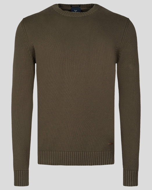 'ПАМУЧЕН ПУЛОВЕР В ЦВЯТ КАКИ С МЕТАЛНО ЛОГО