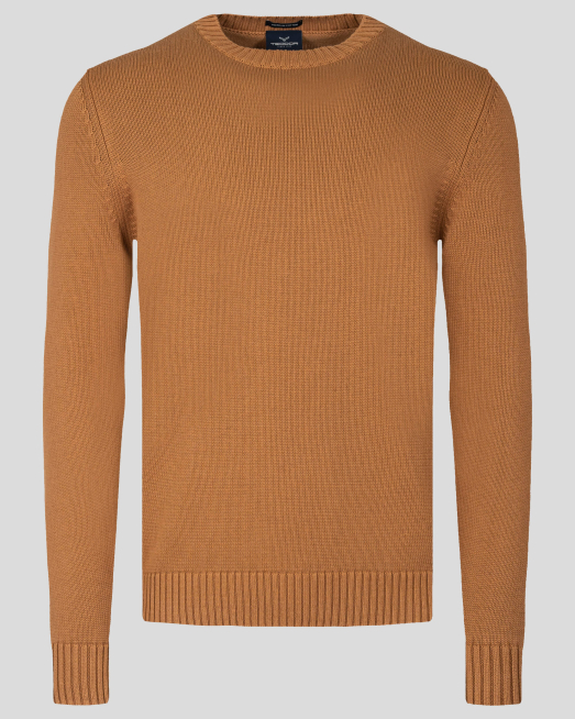 'СТРУКТУРЕН ПУЛОВЕР С ЛОГО В ЦВЯТ ОХРА