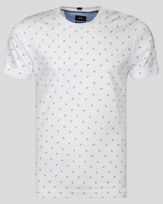 'БЯЛА ТЕНИСКА ОТ PREMIUM ПАМУК В СИТЕН ЛОГО ПРИНТ 