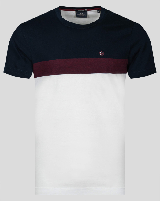 'ТРИЦВЕТНА ТЕНИСКА С ДВУЦВЕТНО ЛОГО ОТ ДВОЙНО МЕРСЕРИЗИРАН ПАМУК