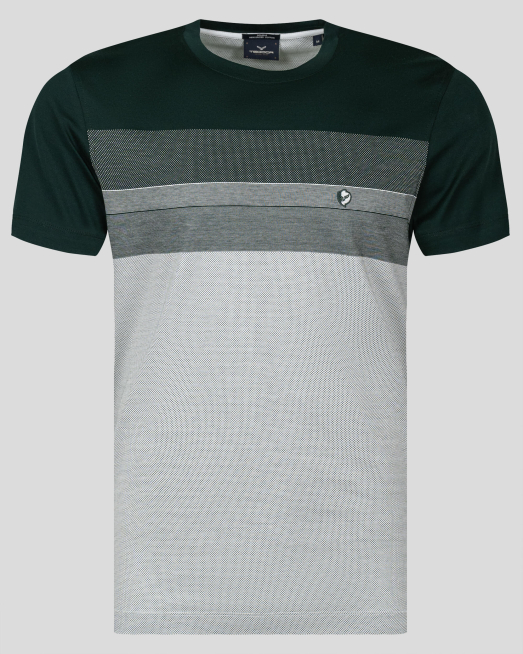 'ЗЕЛЕНА ДВОЙНО МЕРСЕРИЗИРАНА ТЕНИСКА В РАЙЕ И ДВУЦВЕТНО ЛОГО