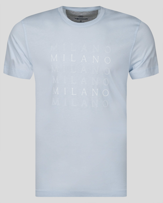 'СВЕТЛО СИНЯ ТЕНИСКА С ПРИНТ MILANO ОТ PREMIUM ПАМУК 