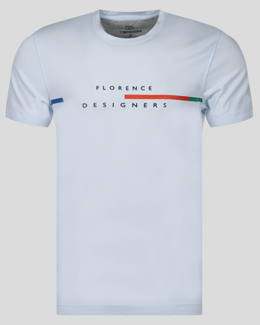 'СВЕТЛО СИНЯ ТЕНИСКА С ПРИНТ И ЦВЕТНИ ЛЕНТИ