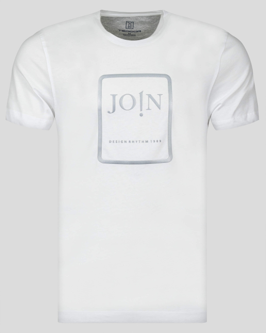 'БЯЛА ТЕНИСКА С РЕЛЕФЕН ПРИНТ ОТ PREMIUM ПАМУК 