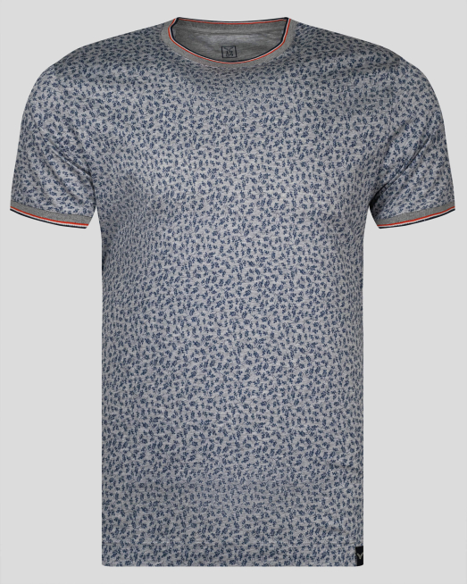 'СИВА ДВОЙНО МЕРСЕРИЗИРАНА ТЕНИСКА С ФЛОРАЛЕН ПРИНТ