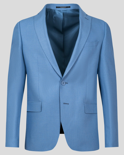 'СВЕТЛО СИНЬО САКО В СИТНА СТРУКТУРА