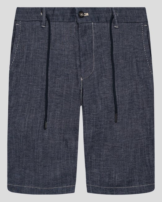 'ТЪМНО СИНИ БЕРМУДИ С ДЕНИМ ЕФЕКТ И КОНТРАСТИ