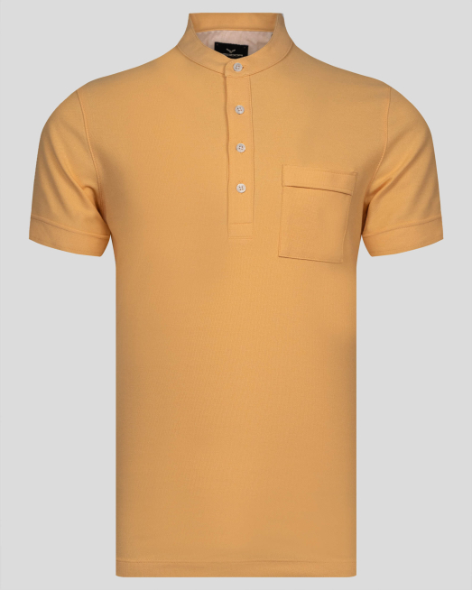 'ЖЪЛТА СТРУКТУРНА ТЕНИСКА С ДЖОБ И ПОПСКА ЯКА