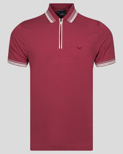 'ЧЕРВЕНА ТЕНИСКА С ТОНАЛНО ЛОГО И ДЕСЕНАЦИИ 