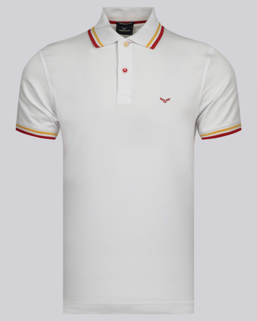 'БЯЛА ТЕНИСКА С КОНТРАСТНА БРОДЕРИЯ ЛОГО ОТ PREMIUM ПАМУК 