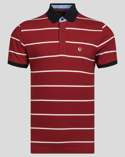 'РИНГЕЛ ТЕНИСКА В БОРДО С ЦВЕТНО ЛОГО И КОНТРАСТНА ЯКА