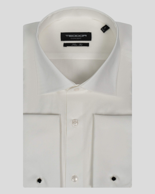 'БЯЛА САТЕНИРАНА РИЗА ПОДХОДЯЩА ЗА БУТОНЕЛИ ВТАЛЕН СИЛУЕТ