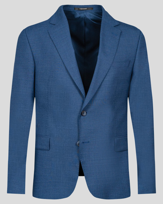 'СИНЬО КЛАСИЧЕСКО САКО СВОБОДЕН СИЛУЕТ В СТРУКТУРА