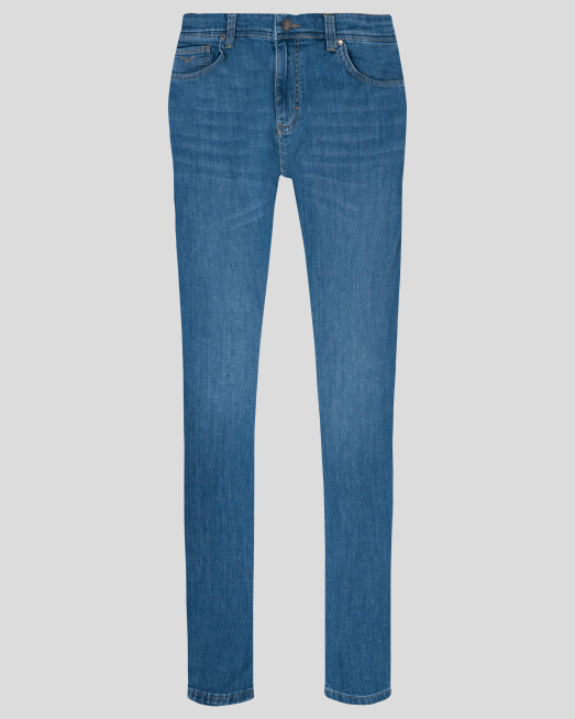 'СВЕТЛО СИНИ ДЪНКИ ВТАЛЕН СИЛУЕТ С БРОДЕРИЯ ЛОГО