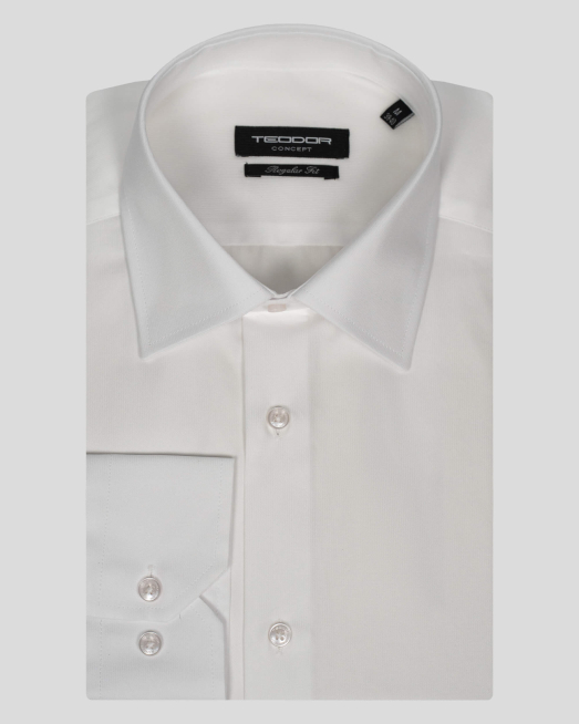 'КЛАСИЧЕСКА БЯЛА СТРУКТУРНА РИЗА СВОБОДЕН СИЛУЕТ