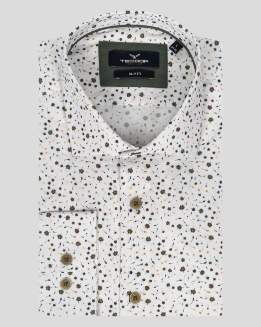 'БЯЛА РИЗА С ЦВЕТНИ ФЛОРАЛНИ МОТИВИ 