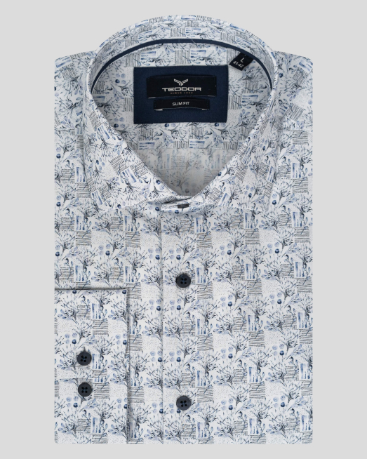 'БЯЛА РИЗА С ФЛОРАЛНИ ЕЛЕМЕНТИ ВТАЛЕН СИЛУЕТ