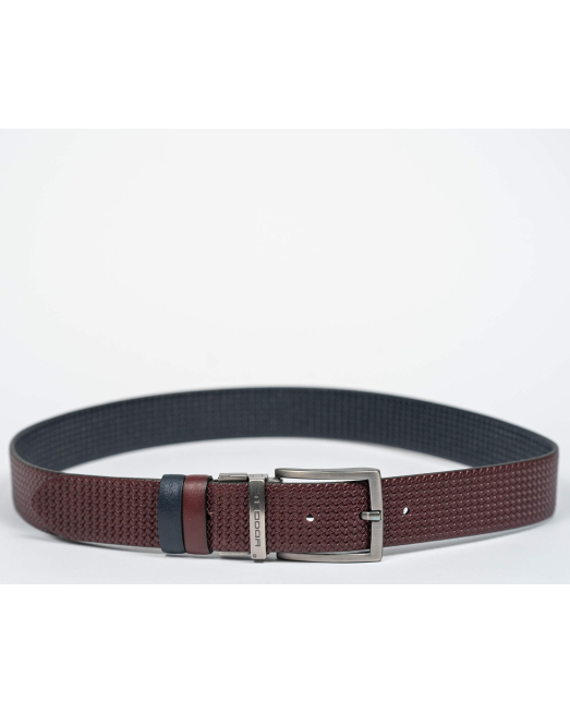 'ДВУЛИЦЕВ ПЛЕТЕН КОЛАН В ТЪМНО СИНЬО И БОРДО