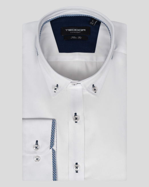 'БЯЛА КЛАСИЧЕСКА РИЗА С ГАРНИТУРА И КОНТРАСТИ