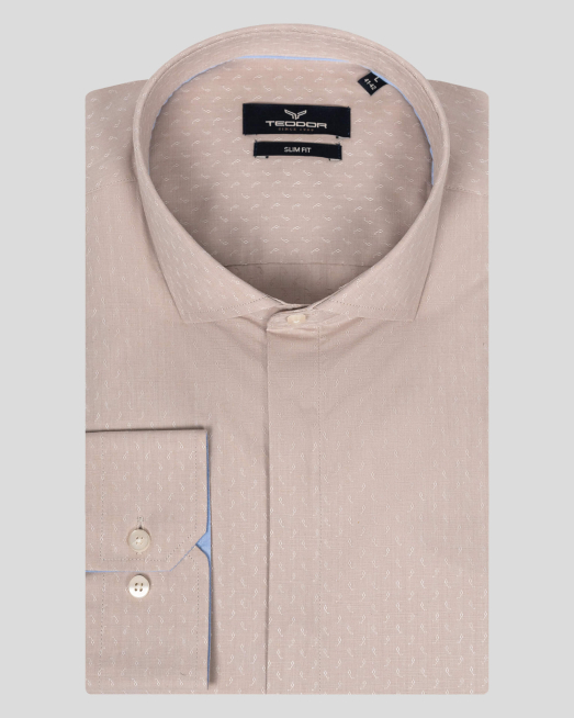 'БЕЖОВА ВТАЛЕНА РИЗА ЖАКАРД С ГАРНИТУРА