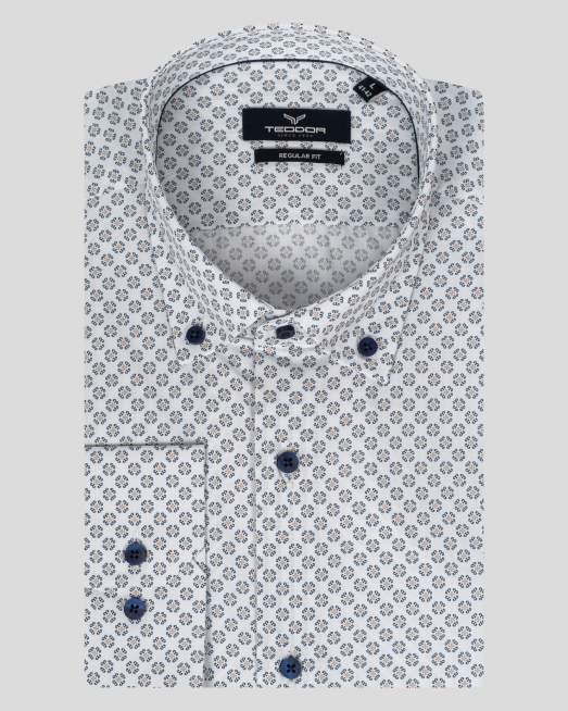 'БЯЛА РИЗА СВОБОДЕН СИЛУЕТ С ЦВЕТЕН ПРИНТ