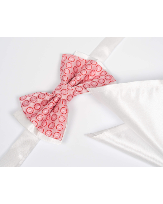 ' КОМПЛЕКТ ПАПИЙОНКА С ФЛОРАЛНИ МОТИВИ В РОЗОВО И БЯЛО