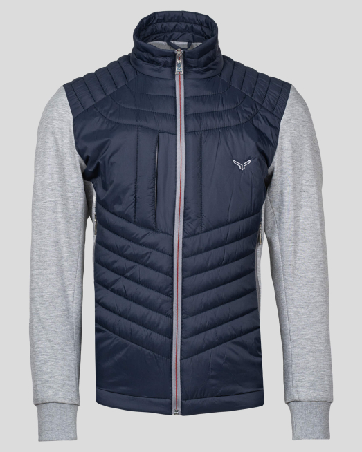 'ТЪМНО СИНЬО КОМБИНИРАНО ЯКЕ С КОНТРСТЕН ЦИП И ЛОГО