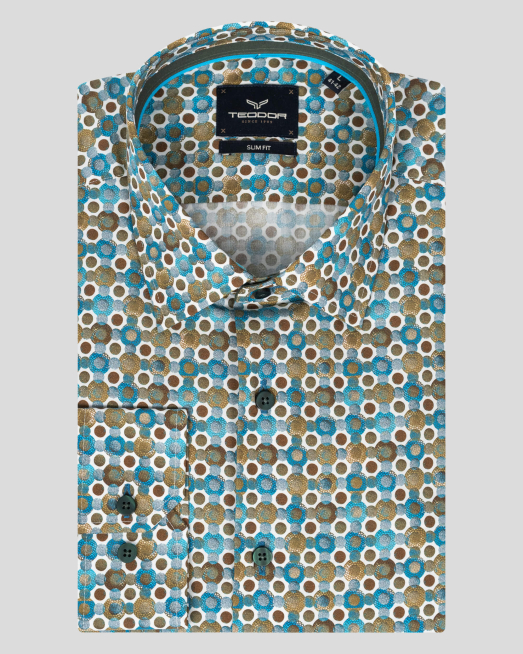 'МНОГОЦВЕТНА ПРИНТИРАНА РИЗА ВТАЛЕН СИЛУЕТ