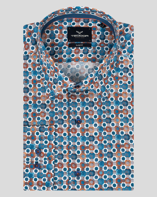 'МНОГОЦВЕТНА РИЗА С ЕФЕКТЕН ПРИНТ ВТАЛЕН СИЛУЕТ