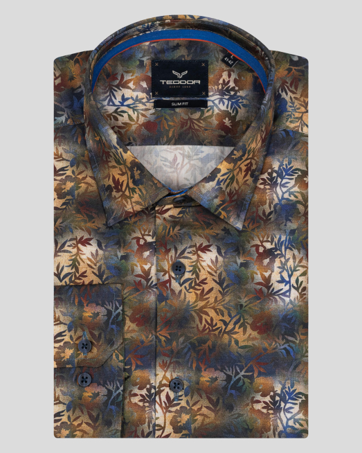 'МНОГОЦВЕТНА ПРИНТИРАНА РИЗА ВТАЛЕН СИЛУЕТ