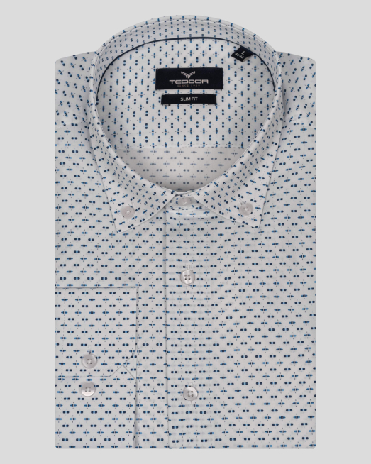 'БЯЛА РИЗА НА СИНИ СИТНИ ФИГУРИ ВТАЛЕН СИЛУЕТ