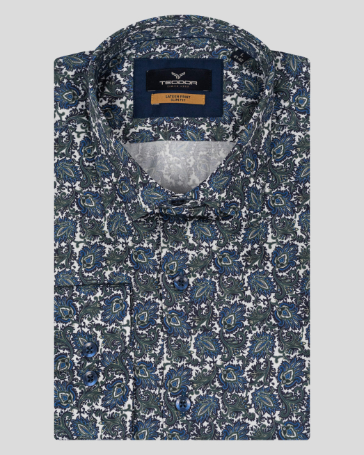 'МНОГОЦВЕТНА РИЗА С ЕФЕКТЕН ПРИНТ ОТ САТЕНИРАН ПАМУК