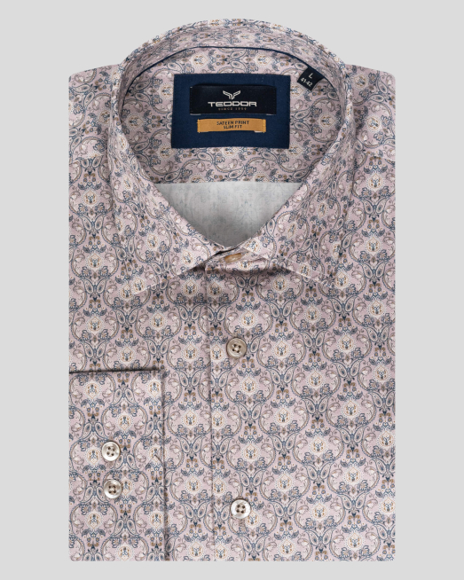 'САТЕНИРАНА МНОГОЦВЕТНА РИЗА НА СИВИ ЕЛЕМЕНТИ