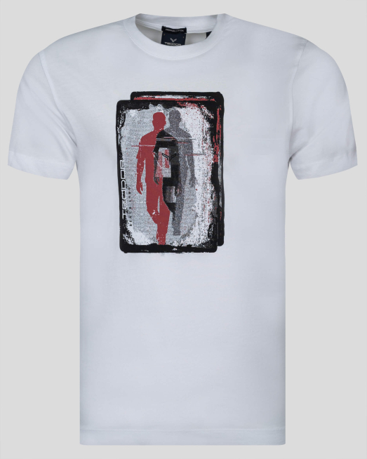 'БЯЛА ТЕНИСКА С ЦВЕТЕН ПРИНТ WALKING MAN 