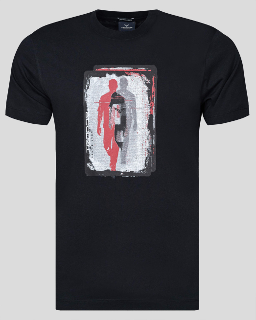 'ЧЕРНА ТЕНИСКА С ЦВЕТЕН ПРИНТ WALKING MAN