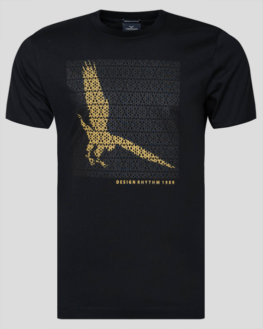 'ЧЕРНА БИЕ ТЕНИСКА С РЕЛЕФЕН ПРИНТ 