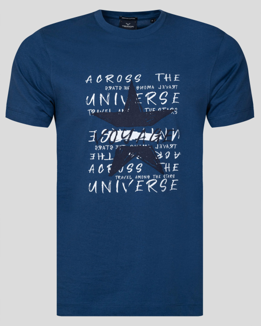 'СИНЯ ПРИНТИРАНА ТЕНИСКА ОТ PREMIUM ПАМУК