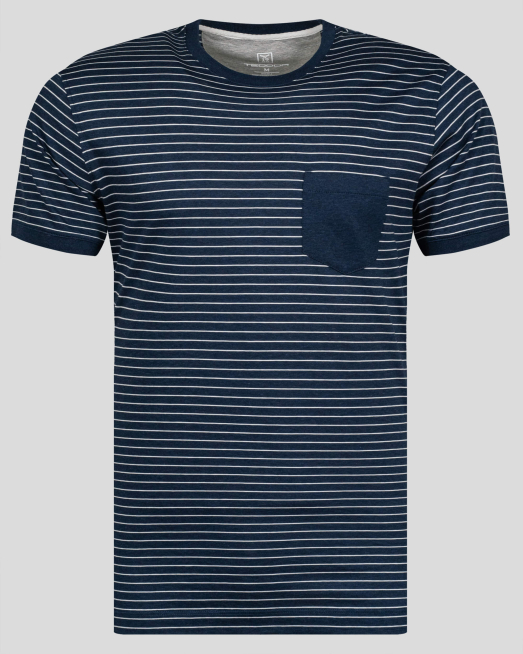 'ТЪМНО СИНЯ РИНГЕЛ ТЕНИСКА С ДЖОБ С ЛОГО ОТ ДВОЙНО МЕРСЕРИЗИРАН ПАМУК