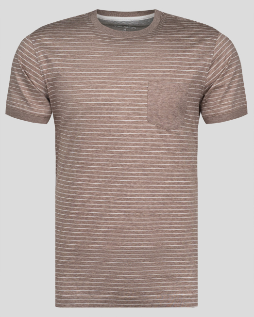 'БЕЖОВА ДВОЙНО МЕРСЕРИЗИРАНА ТЕНИСКА РИНГЕЛ С ДЖОБ И ЛОГО