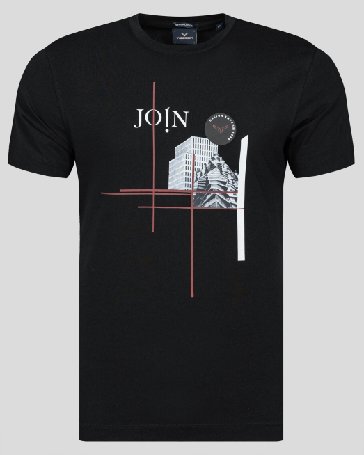 'ЧЕРНА ПРИНТИРАНА ТЕНИСКА ОТ PREMIUM ПАМУК 