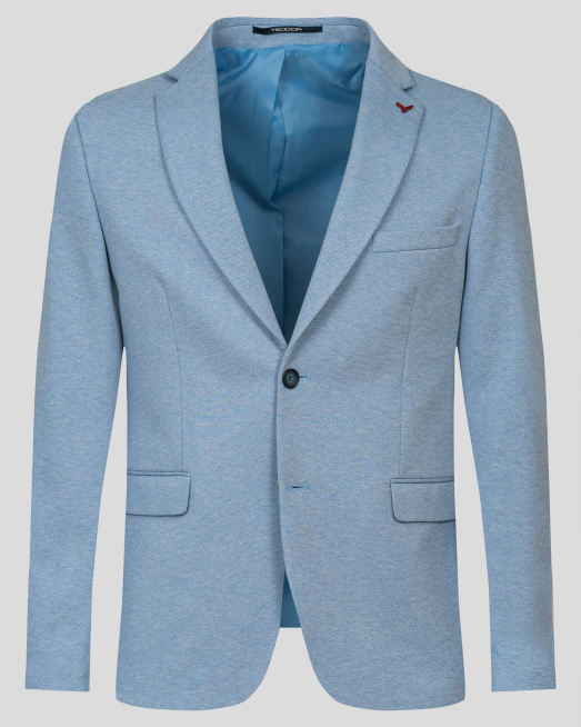 'СВЕТЛО СИНЬО МЕЛАНЖИРАНО САКО ВТАЛЕН СИЛУЕТ