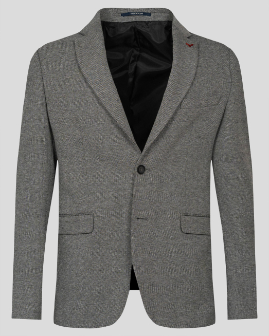 'СИВО МЕЛАНЖИРАНО САКО С ЛОГО АКСЕСОАР В СТРУКТУРА