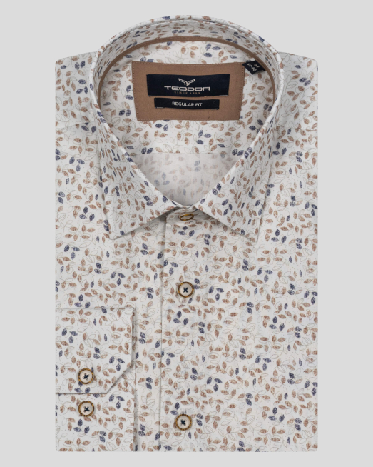 'БЯЛА РИЗА В СИТЕН ФЛОРАЛЕН ПРИНТ СВОБОДЕН СИЛУЕТ