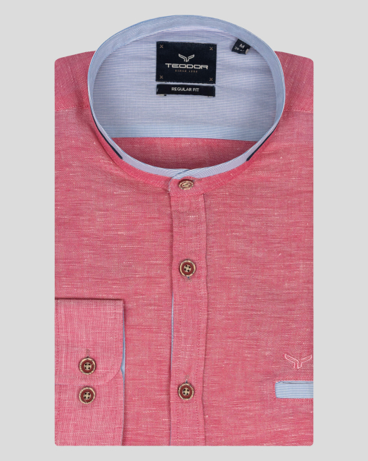 'РОЗОВА РИЗА ОТ ЛЕНЕН ПЛАТ С ПОПСКА ЯКА И ТОНАЛНО ЛОГО